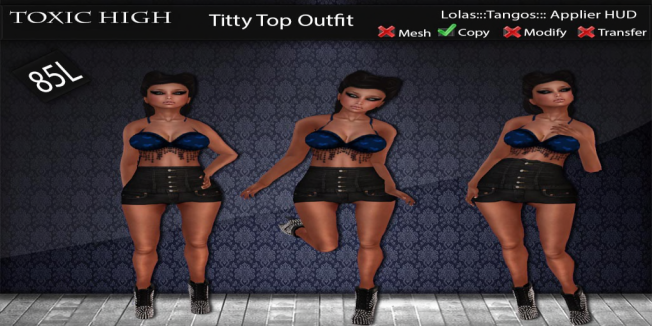 ToXiC HiGh-- Blue Heart Titty Top Outfit Weds Sale